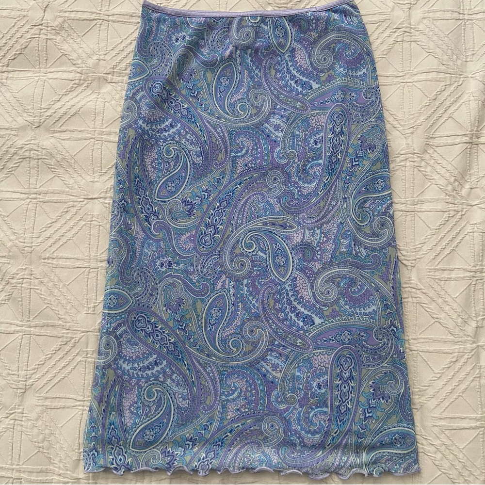 Vintage Blue & Purple Paisley Pencil Skirt